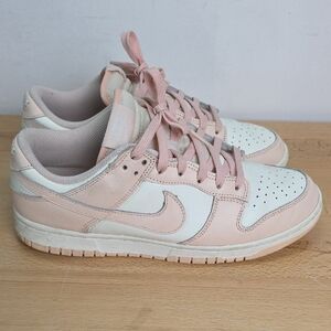 Nike-style Women's Dunk Low Top Sneakers in Light Pink and White Used Size 10